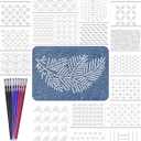 Gezan 20 Pcs Sashiko Stencils 8.3 x 5.9 Inch Plastic Sashiko Template Pattern Geometric Embroidery Stabilizers Drawing Line Template for Hand Quilting Sewing
