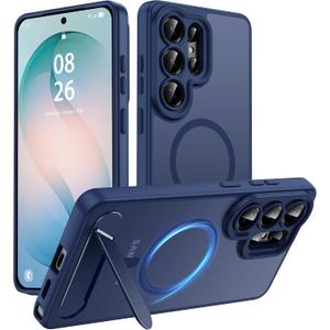 Magnetic for Samsung Galaxy S26 Ultra Case, [Compatible with MagSafe][Full Camera Protection][Built-in Invisible Kickstand] Translucent Matte Phone Case for S26 Ultra 6.9" - Blue