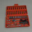 Egofine 46 Pieces 1/4 inch Drive Socket Ratchet Wrench Set, with Bit Socket Set Metric and Extension Bar for Auto Repairing and Household, with Storage Case