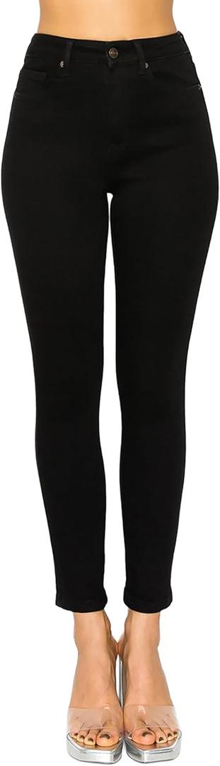 WAX JEAN Collection Women's Classic 5-Pocket High Waisted Skinny Jeans (9, Black)