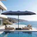 Suteck 15FT Patio Umbrella with Base Included, Dark Blue