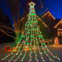 Outdoor Christmas Lights, Christmas Decoration Lights, 320 LED Christmas Tree Toppers String Lights[8 Modes & Waterproof] for Halloween Xmas New Year Holiday (Iron Star-Red & Green)