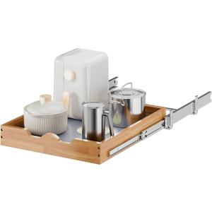 OCG 1 Tier Pull Out Cabinet Organizer (17" W x 21" D), Heavy-Duty Slide out Wood Drawer Shelf, Pull Out Drawer for Cabinets, Base Cabinet Organization for Kitchen, Pantry, Bathroom