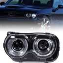 FIONE - For Dodge Challenger Headlight Assembly 2015 2016 2017 2018 2019 2020 2021 Black Housing Halogen Headlamps Replaceable Left Driver LH Side Headlights 68174065AF CH2502267