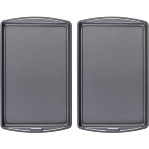 GoodCook Everday Nonstick Carbon Steel 17 x 11-Inch Baking Sheet Set, 2 Pack Medium Sized Cooking Pans, Bakeware Set, Cookie Sheets for Baking, Oven Pan Set