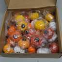 Yaomiao 30 Set Thanksgiving Fall Pumpkin Place Card Holders with Kraft Cards, Resin Mini Pumpkin Name Card Holder for Thanksgiving Table Setting Autumn Party Photo Wedding Decor(Yellow,Orange,White)