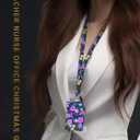 ID Badge Holder with Retractable and Detachable Lanyard, Cute Badge Reel Breakaway Lanyard with Carabiner Clip for Women, Teachers, Nurses, Students, Perfect Work and Office(Flower Purple)