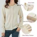 Simple&Opulence Womens Cardigan Button Down Crew Neck Sweater Open Front Long Sleeve Lightweight Knitted Sweaters (XL)