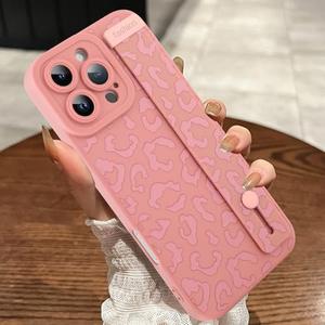 3 PCS MOWIME Compatible with iPhone 16 Pro Case with Strap Wrist, Cheetah Print Shockproof Soft TPU Protective Case for Women Girls, Slim Anti Scratch Case for iPhone 16 Pro 6.3 Inch, Pink