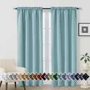 OVZME Aqua Blackout Curtains for Bedroom 72 Inch Length 2 Panels Set, Thermal Insulated Curtains for Living Room Nursery, Dual Rod Pocket Window Drapes for Patio French Door Front Door, 2x40Wx72L