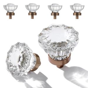 CEYMIO Crystal Drawer Knobs Cabinet Knob Antique Drawer Pulls, Kitchens Closet Dresser Drawers Cupboard Wardrobe Vintage Tiradores para Gabinetes De Cocina, Crystals Clear Champagne Bronze Base
