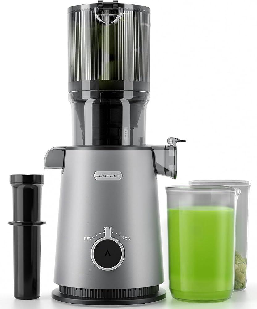 ECOSELF Whole Juicer, Juicer Machines with 4.35" Wide Mouth, Whole Fruit juicer, Juice Extractor for Vegetable and Fruit, High Juice Yield, Easy to Clean with Brush
