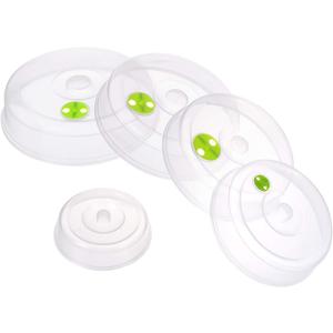 Set of 5 Microwave Plate Covers with Adjustable Steam Vents; Microwave Splatter Covers - Mixed Sizes for Large & Small Food Plates Bowls