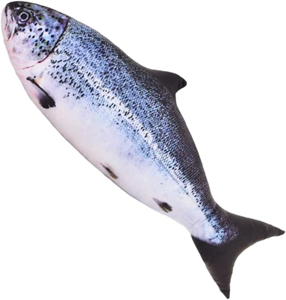 OUKEYI 31.5“Simulation Fish Plush Toy Pillow，Decorate Soft Fish Decorate Pillow Cushion Stuffed Decorate Oversized Pillow Creative Gift Home Decor (Salmon)