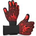 BBQ Gloves - 1472 °F 6 Sec. Heat Resistant Gloves for Cooking Made of Aramid Fabric with Anti-Slip Silicone, Double-Layer Insulation, and Elastic Band - for Grilling, Baking and Kitchen Use
