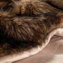 Luxury Plush Faux Fur Throw Blanket, Long Pile Brown with Black Tipped Blanket, Super Warm, Fuzzy, Elegant, Fluffy Decoration Blanket Scarf for Sofa, Armchair, Couch and Bed, 60''x 80''