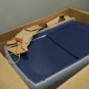 IRIS USA XX-Large Open Top Cat Litter Box with High Sided Walls Tall Scatter Shield Scoop Included Easy Clean Plastic Pan for Big Cats Kittens Multi-Cat Households 30"L x 20"W x 14"H Navy