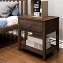 Max & Lily Classic Nightstand with Shelf and 1 Drawer, Walnut