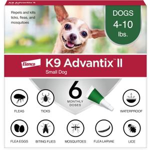 K9 Advantix II Small Dog Vet-Recommended Flea, Tick & Mosquito Treatment & Prevention | Dogs 4-10 lbs. | 6-Mo Supply