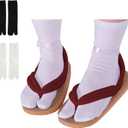 Anime Unisex Cosplay Clog Shoes Japanese Cosplay Prop Oshitari (10 Women/9 Men, Deep Red)
