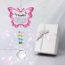 Sympathy Butterfly Crystal Suncatcher Gifts for Loss of Daughter Bereavement Gift Idea for Loss of Daughter Crystal Suncatcher Butterfly Rainbow Maker Window Hanging (Pink)