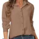 hearain Women's Button Down Shirts Long Sleeve Basic Classic Soft Shirt Collared Fashion Dressy Casual Blouses (Beige, S)