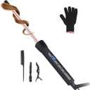 3/8 Inch Curling Iron, 9mm Tiny Curling Wand, Ceramic Small Barrel Curling Iron with Adjustable Temp,Fast Heating, for Long & Short Hair, Include Heat Resistant Glove (Gold)