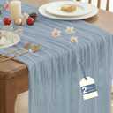 IVAPUPU 2 Pcs Cheesecloth Table Runner - 10ft Dusty Blue Spring Boho Gauze Cheese Cloth Table Runners for Baby Shower Decorations Wedding Party Garden Farmhouse