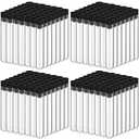 Flutesan 200 Pcs Clear Plastic Test Tubes 16 x 100 mm(10 ml) Test Tubes with Caps for Scientific Experiments,Halloween, Christmas, Scientific Themed Birthday Party Supplies, Candy Storage (Black)