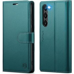 Wallet Case for Samsung Galaxy S23 Plus/S23+, RFID Blocking Credit Card Holder, PU Leather Folio Flip Kickstand Protective Shockproof Cover for Samsung S23 Plus (Blue-Green)
