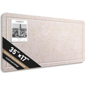 Large Bulletin Board, 35 X 17 Inches Felt Cork Board with 40 Pushpins, Foldable Felt Notice Pin Board Photo Display Board with Self-Adhesive Tape for Office Home School (Oatmeal, 35x17 inch)