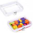 2 Pack Zippered Hard Pouch, Clear Plastic Storage Box Containers Small Toiletry Bag, Clear Hard Shell Zipper Case for Small Items, Toys, Building Blocks, Puzzles, Cosmetics, Stationery Accessories