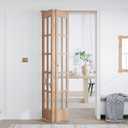 EaseLife Bifold Closet Door,for 48in x 80in (Double 24x80) Opening,French Glass Barn Doors with 4FT Concealed Bi-Fold Sliding Hardware Kit Included,Preassembled Door,Easy Install,DIY staining
