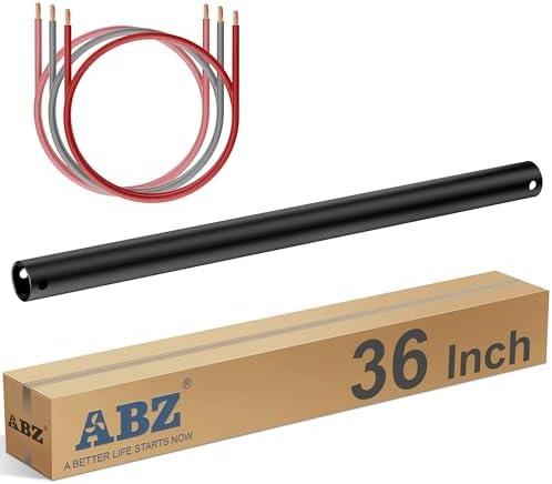 ABZ 36 Inch Ceiling Fan Downrod Accessories with Extended Cord, 3 FT Downrod for Ceiling Fan Not Threaded (Black)