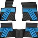 TTX LIGHTING Floor Mats for Ford Bronco Sport ONLY 2021-2026 (NOT Bronco) | All Weather Custom Fit Rubber Floor Liners Waterproof Car Interior Protection Mat, 1st & 2nd Row, Black & Blue