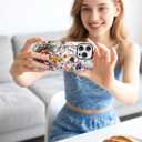 Jusy Compatible with MagSafe Flower Case for iPhone 15 Plus, Aesthetic Stained Glass Floral Magnetic Phone Case, Soft TPU and Hard PC Protective Cover for Women Girls (Shiny) - Bouquet