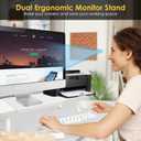 Across-Star Dual-Monitor-Stand-Riser-For-Desk Adjustable Length 32-40 InchLarge Desktop Computer Monitor Riser For 2 ScreensDesk Shelf Organizer Riser Stand For Computer/Laptop/PC/Printer/TV Black