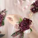 Ling's Moment 2pcs Prom Wrist Corsage Artificial Flowers, Girl/Mother Corsages Wristlet Dcor for Homecoming/Wedding/Anniversary, etc. Bungundy