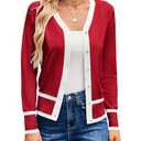 GRACE KARIN Red Cardigan Sweater for Women Lightweight Open Front Spring Cardigan Sweaters for Women (Red White,S)