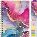 HARDCOVER 2026 Planner, 8.5"x11": 14 Months (November 2025 - December 2026), Daily Weekly Monthly Planner, Yearly Agenda, Bookmark, Pocket Folder and Sticky Note Set (Rainbow Gold Marble)