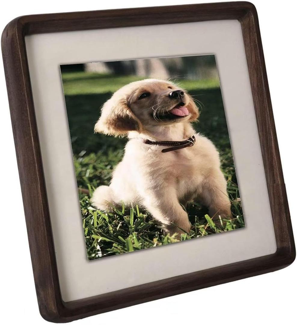 16x16 Picture Frame Wood 12x12 with Mat, Natural Solid Walnut Wooden Photo Frames with Tempered Glass for Hanging Displaying Horizontally or Vertically