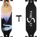 41 Inch Longboard Skateboard 8 Ply Natural Maple Complete Skateboard Cruiser for Cruising, Carving, Free-Style and Downhill with T-Tool (Valley)
