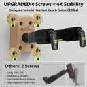 Guitar Wall Mount Autolock - Nitro Friendly Velvet Hook - (Heavy-Duty Design) 4-Screw Wood Base of Over 20lbs Load Guitar Wall Hanger for Bass, Acoustic, Classical, Electric Guitar