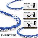 Chain Dog Leash Chew Proof Metal Leash for Medium Large Dogs, Chain Link Dog Anti Chew 5.2FT / 4FT Strong Anti Bite Comfortable Soft Padded Handle (Blue, 5FT(30-80lb)