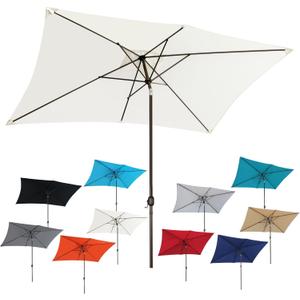 Blissun Rectangular Patio Umbrella, Table Market Umbrella with Tilt and Crank, Outdoor Umbrella for Garden, Deck, Backyard, Pool and Beach (6.5 x 10 FT, Ivory)