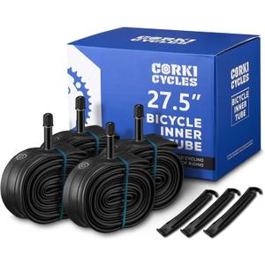 4 Pack 27.5 Mountain Bike Tube 27.5 x 1.75 1.95 2.0 2.1 2.125 2.2 2.25 2.3 2.4 Presta Valve 48mm / Schrader Valve 32mm, Butyl Rubber 27.5 Bike Tube Replacement