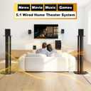Bobtot Home Theater Systems with 5.25 inch Subwoofer, 5.1 Wired Satellite Surround Sound Speakers, 600 Watts Peak Power Deep Bass Audio Stereo System with FM Radio Bluetooth AUX DVD USB SD Input