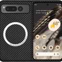 Magnetic Case for Google Pixel Fold Case Compatible with MagSafe Charger Carbon Fiber Slim Ultra Thin Aramid Fiber Anti-Scratch Shockproof Phone Case, Black