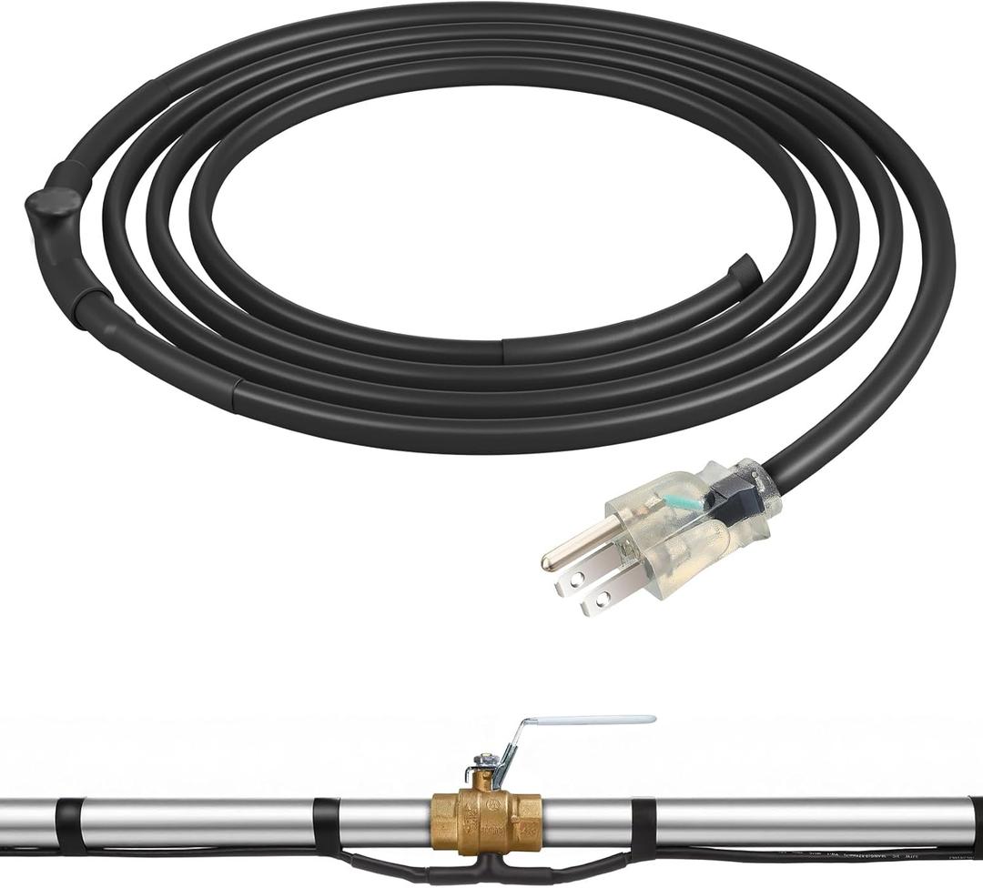 DEWENWILS 6FT Heat Cable for Pipe Freeze Protection, 120V Heat Cable for Water Pipes at -40F, Pipe Heat Tape with Thermostat, CSA/ETL Listed