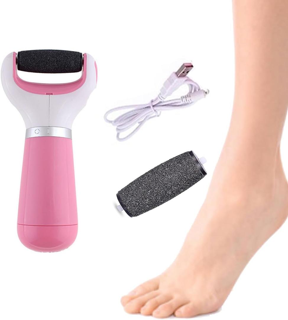 Electric Callus Remover for Feet Callus Remover Foot Callus Remover Tool Foot Buffer Electric Foot Calloused Feet Remover Tool Pedicure Supplies USB Charging and Battery Power1 RollerPink